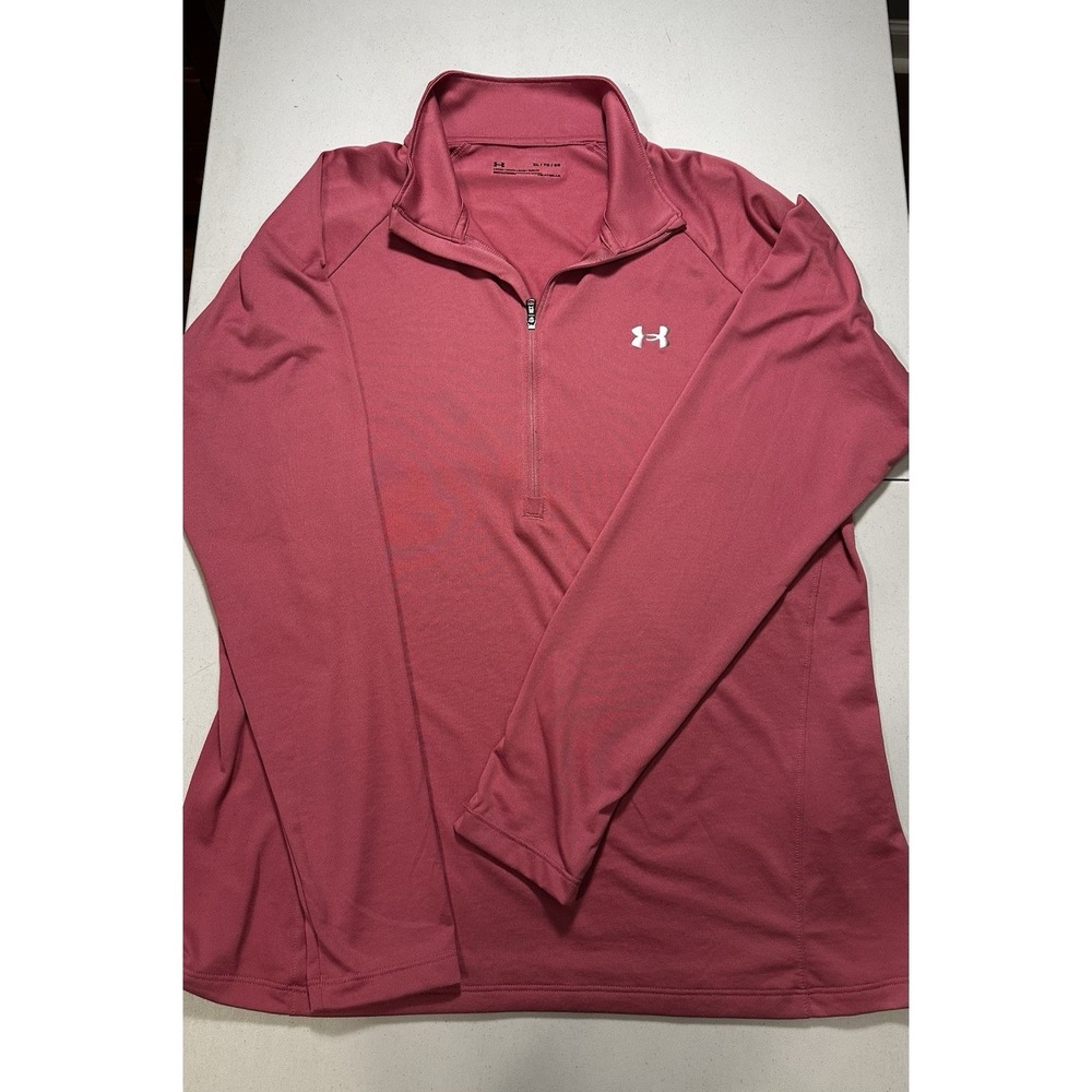 Under Armour Womens HeatGear Quarter Zip Pullover Loose Fit Mauve Pink‎ XL